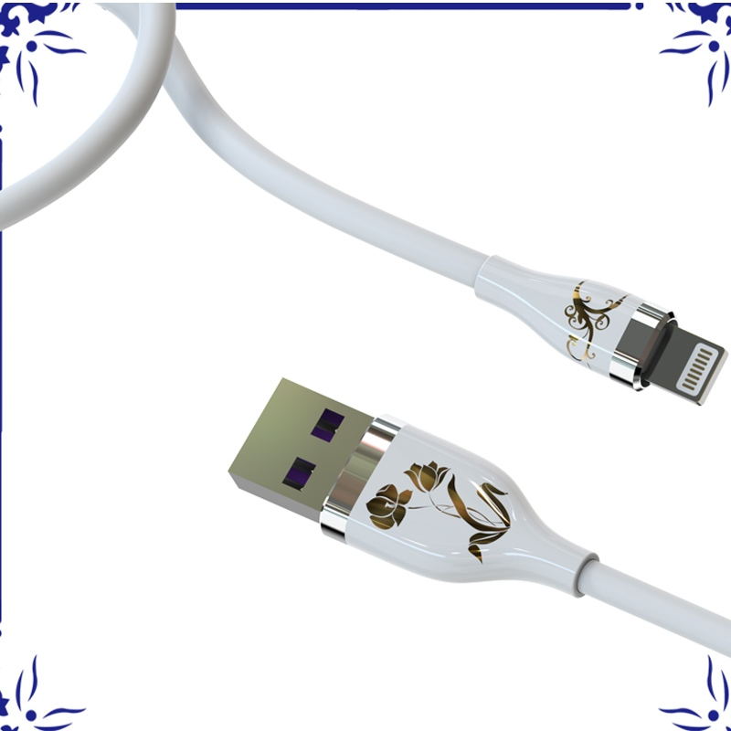 Keramisk kabel med 3 färger LED-ljus silikonlinje för iphone